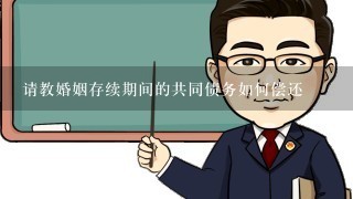 请教婚姻存续期间的共同债务如何偿还